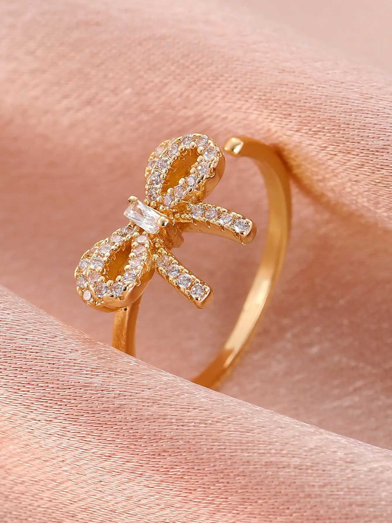 Bow Design Open Finger Ring for Women Silver - Image 109