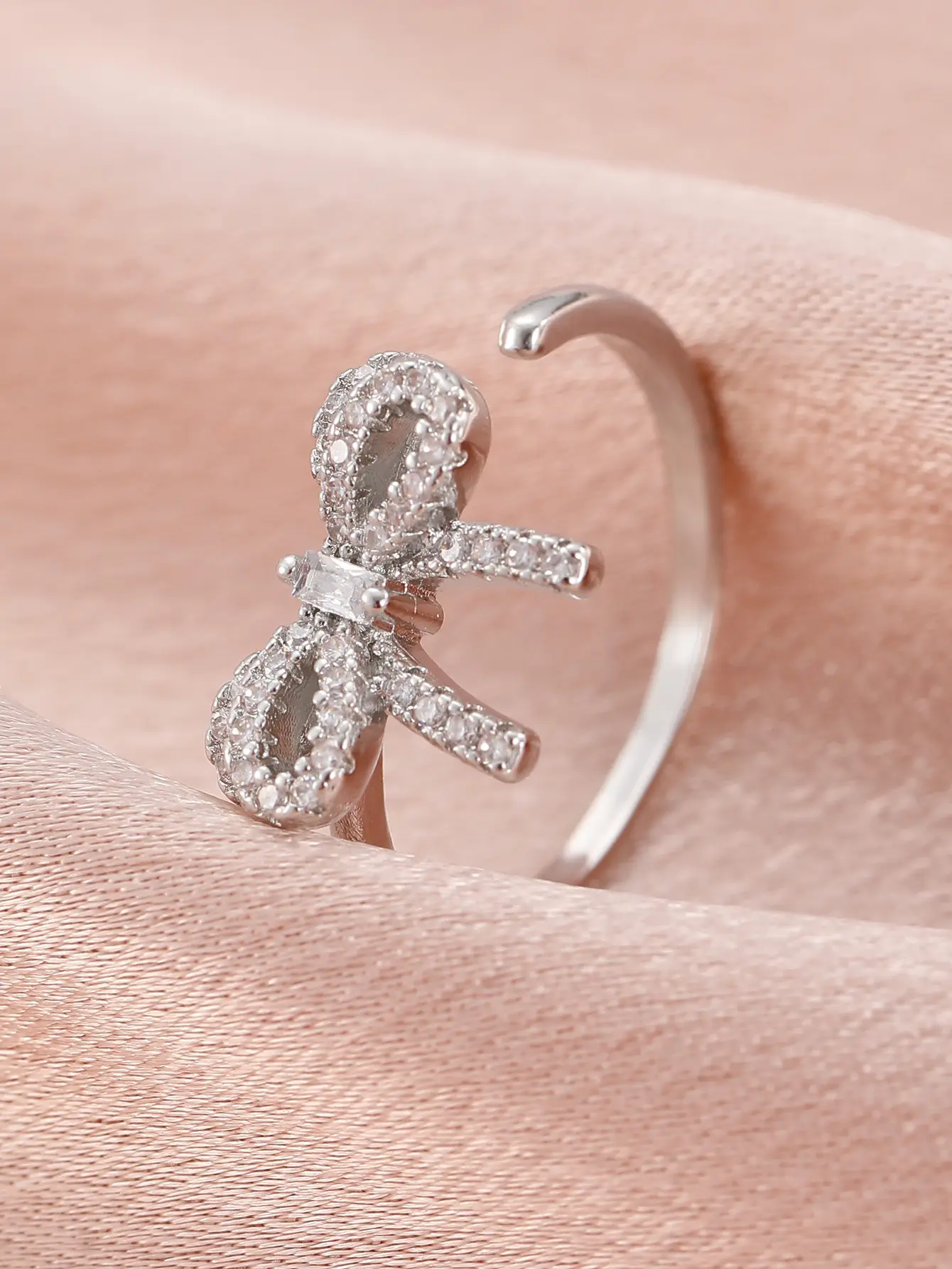 Bow Design Open Finger Ring for Women Silver - Image 110