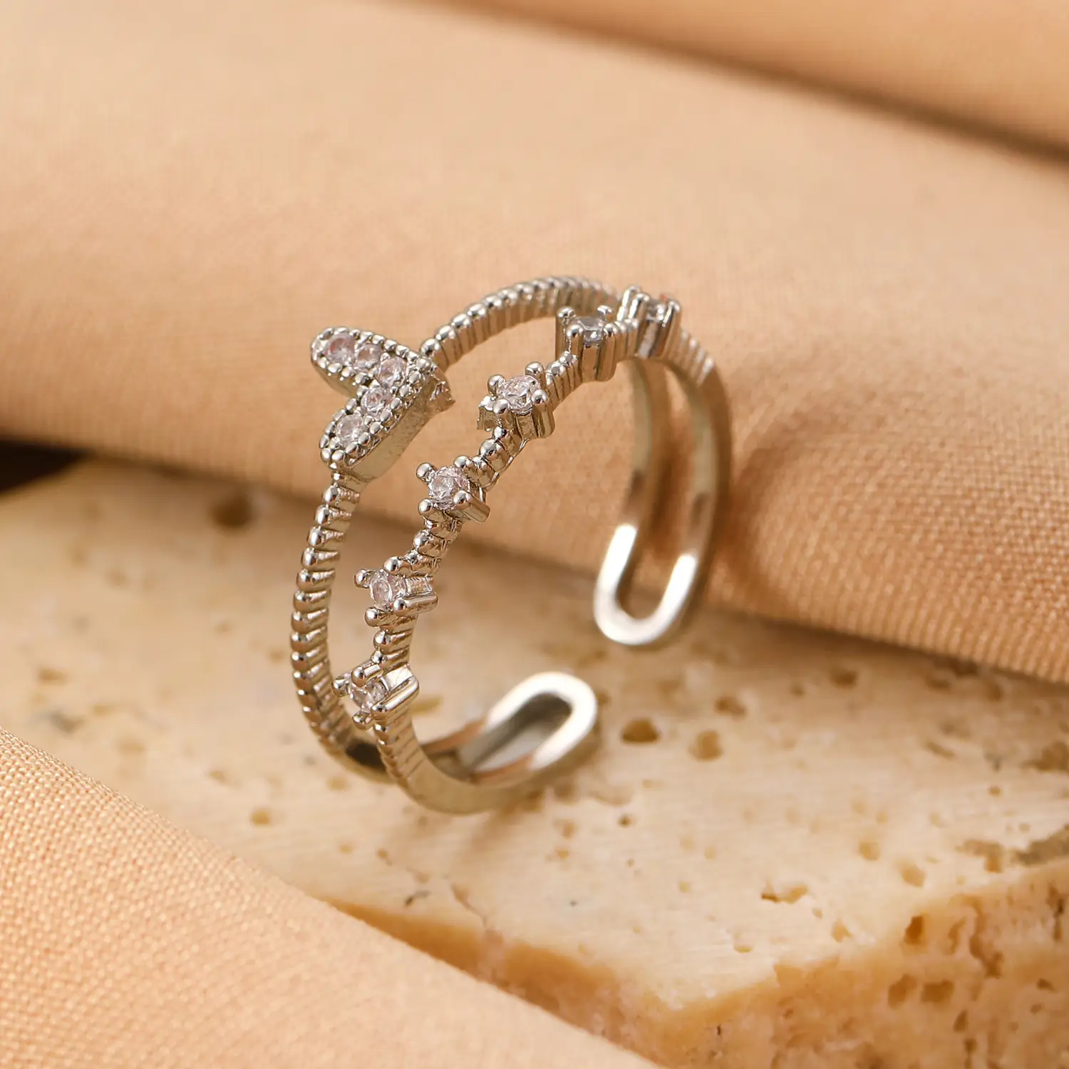 Bow Design Open Finger Ring for Women Silver - Image 15