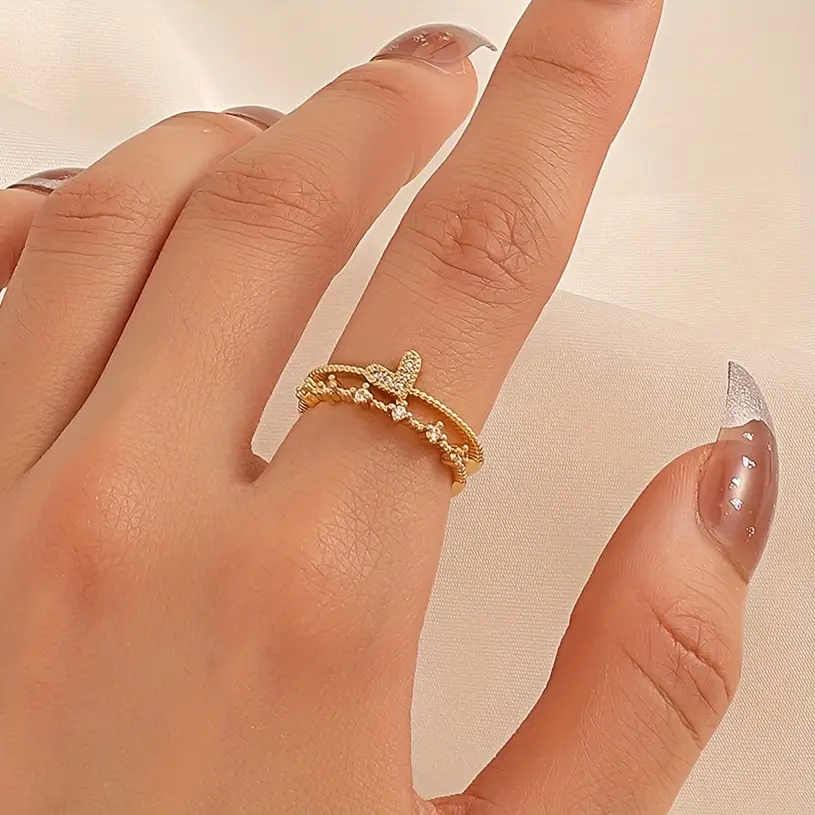 Bow Design Open Finger Ring for Women Silver - Image 16