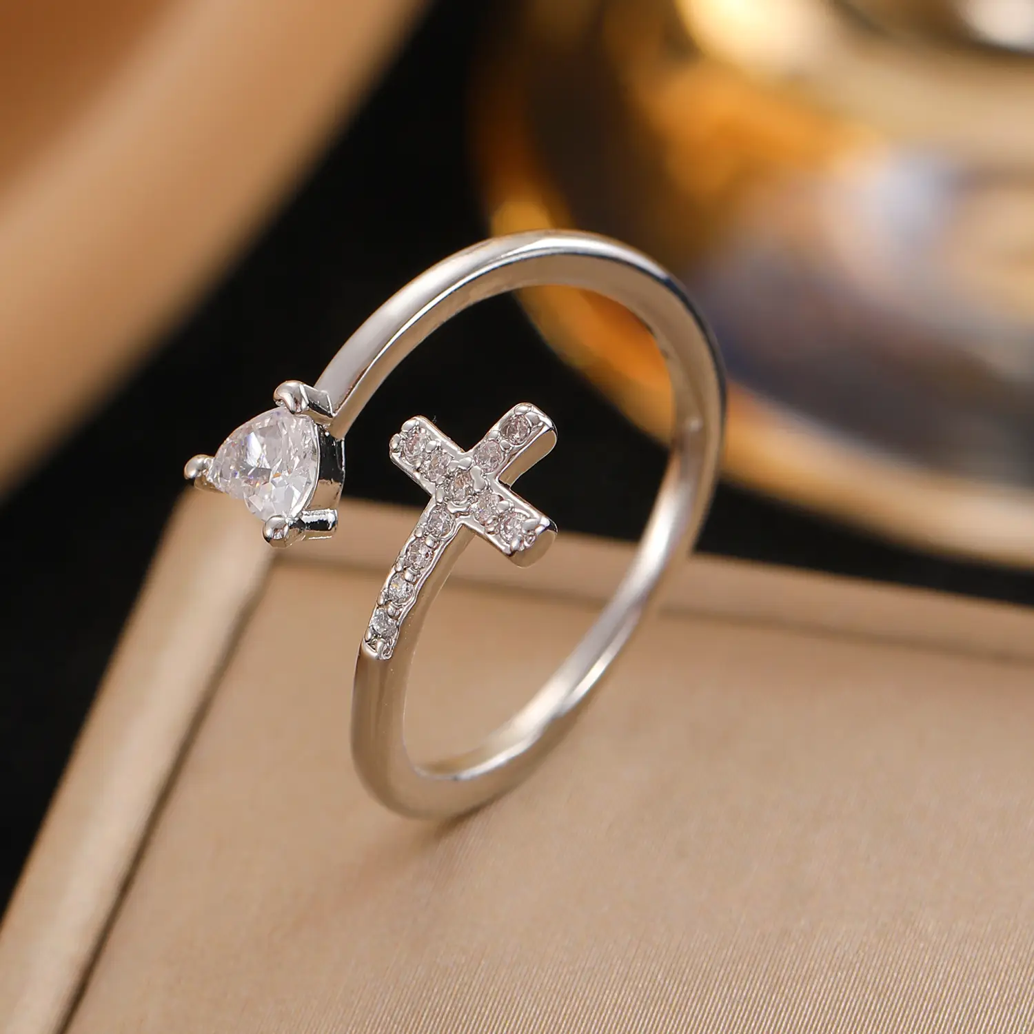 Bow Design Open Finger Ring for Women Silver - Image 164