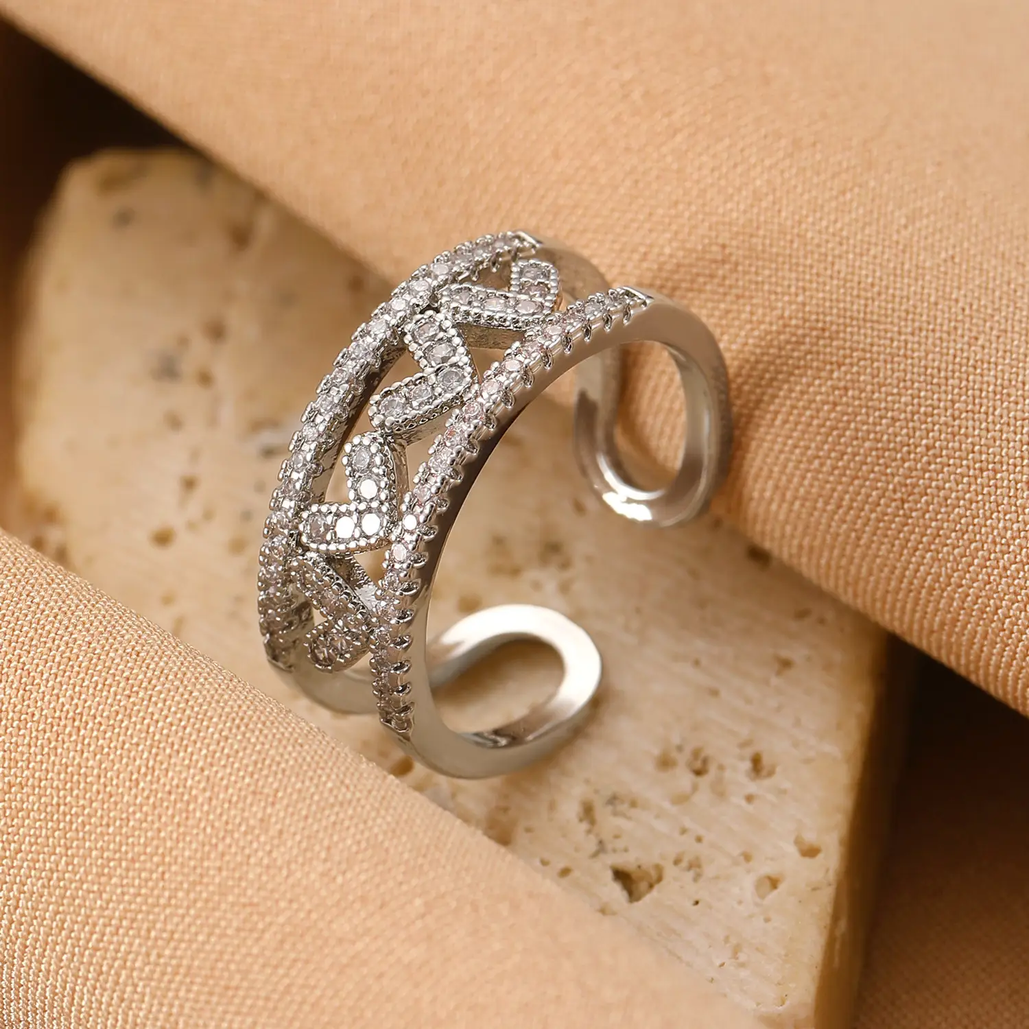 Bow Design Open Finger Ring for Women Silver - Image 17