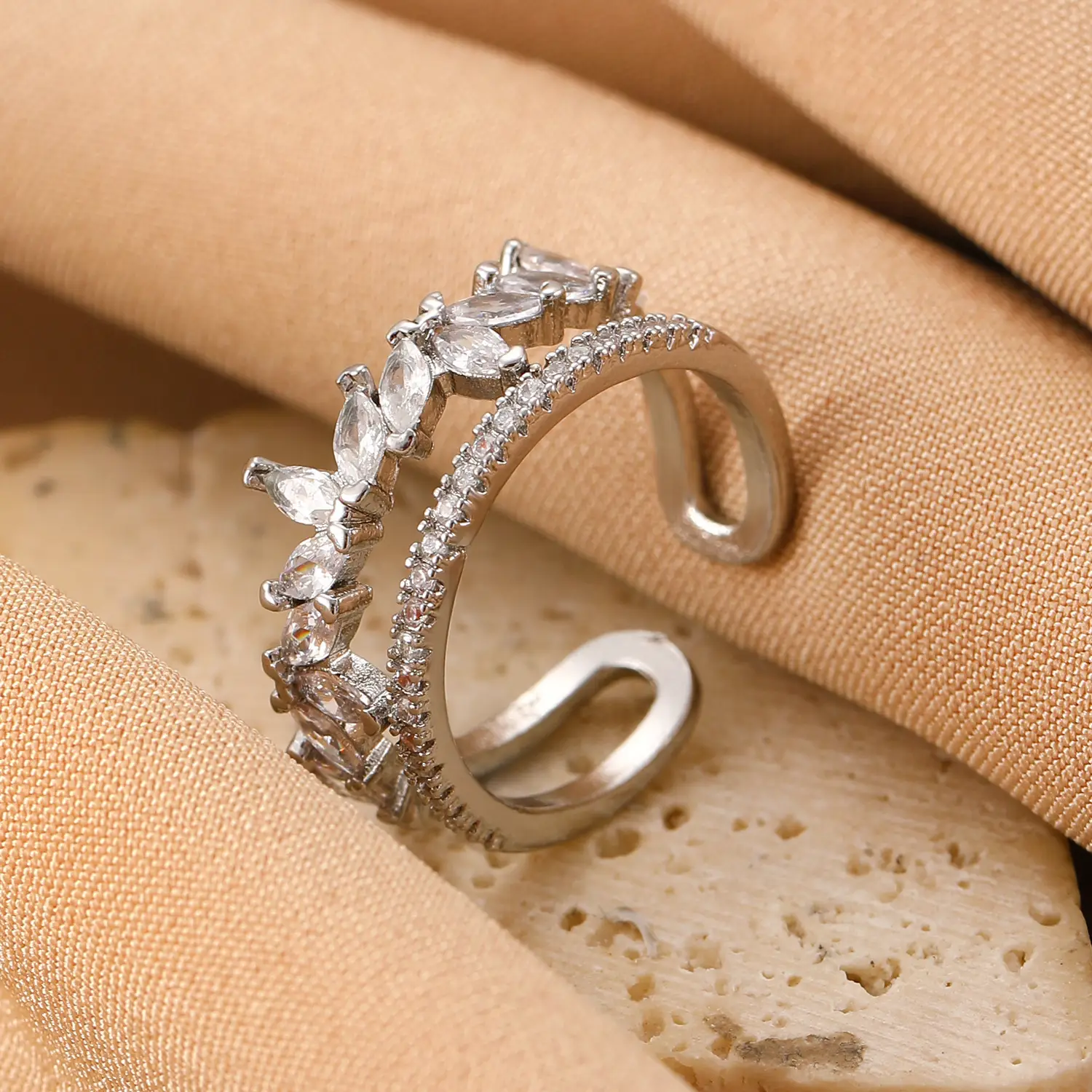 Bow Design Open Finger Ring for Women Silver - Image 23