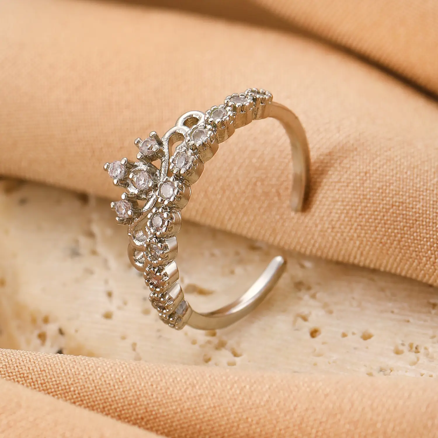 Bow Design Open Finger Ring for Women Silver - Image 49