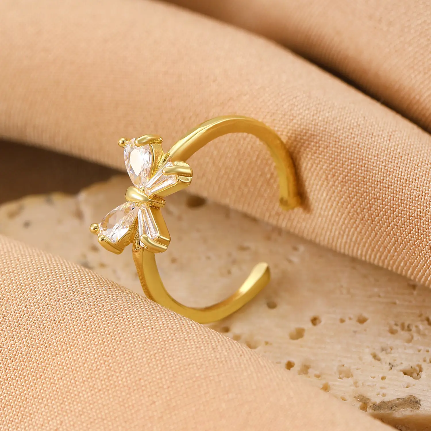 Bow Design Open Finger Ring for Women Silver - Image 61
