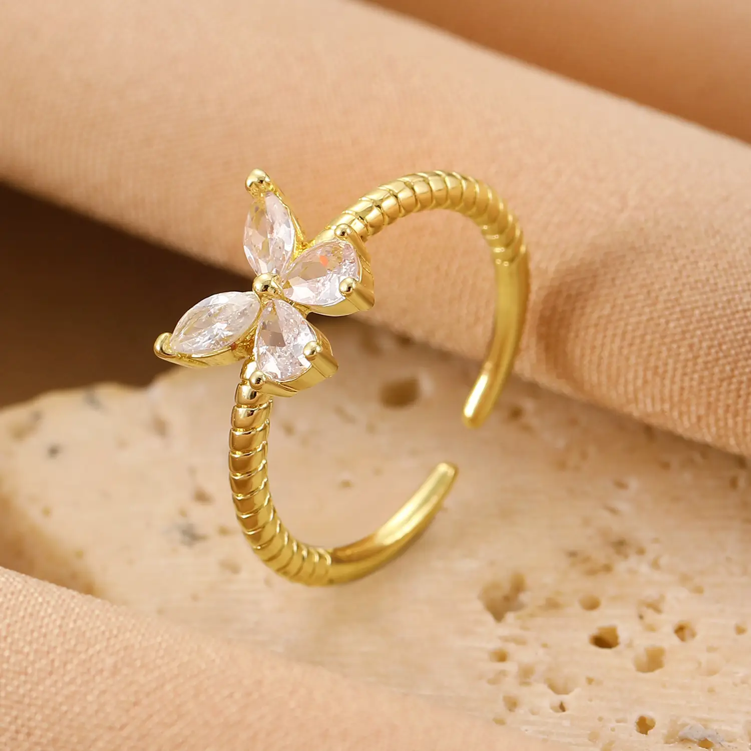 Bow Design Open Finger Ring for Women Silver - Image 63