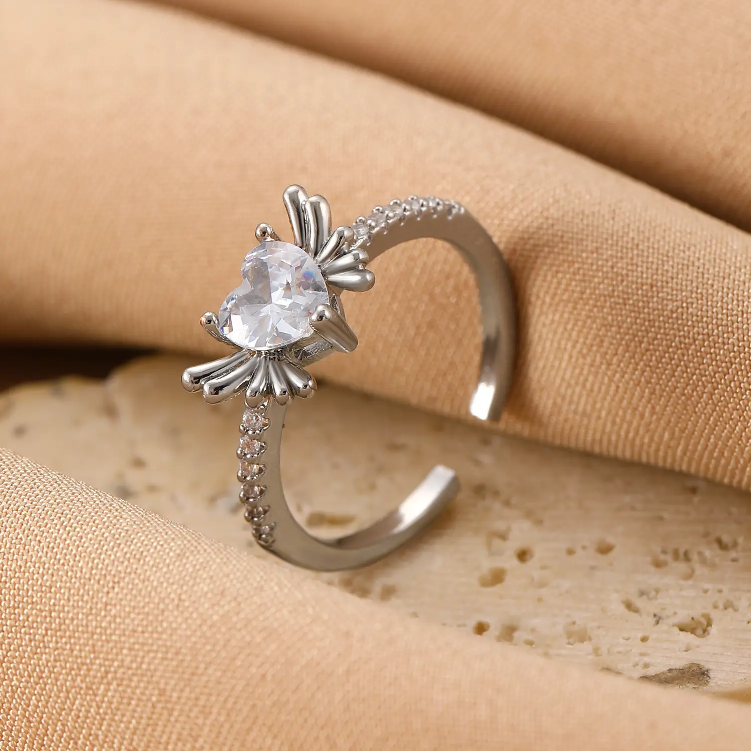 Bow Design Open Finger Ring for Women Silver - Image 64
