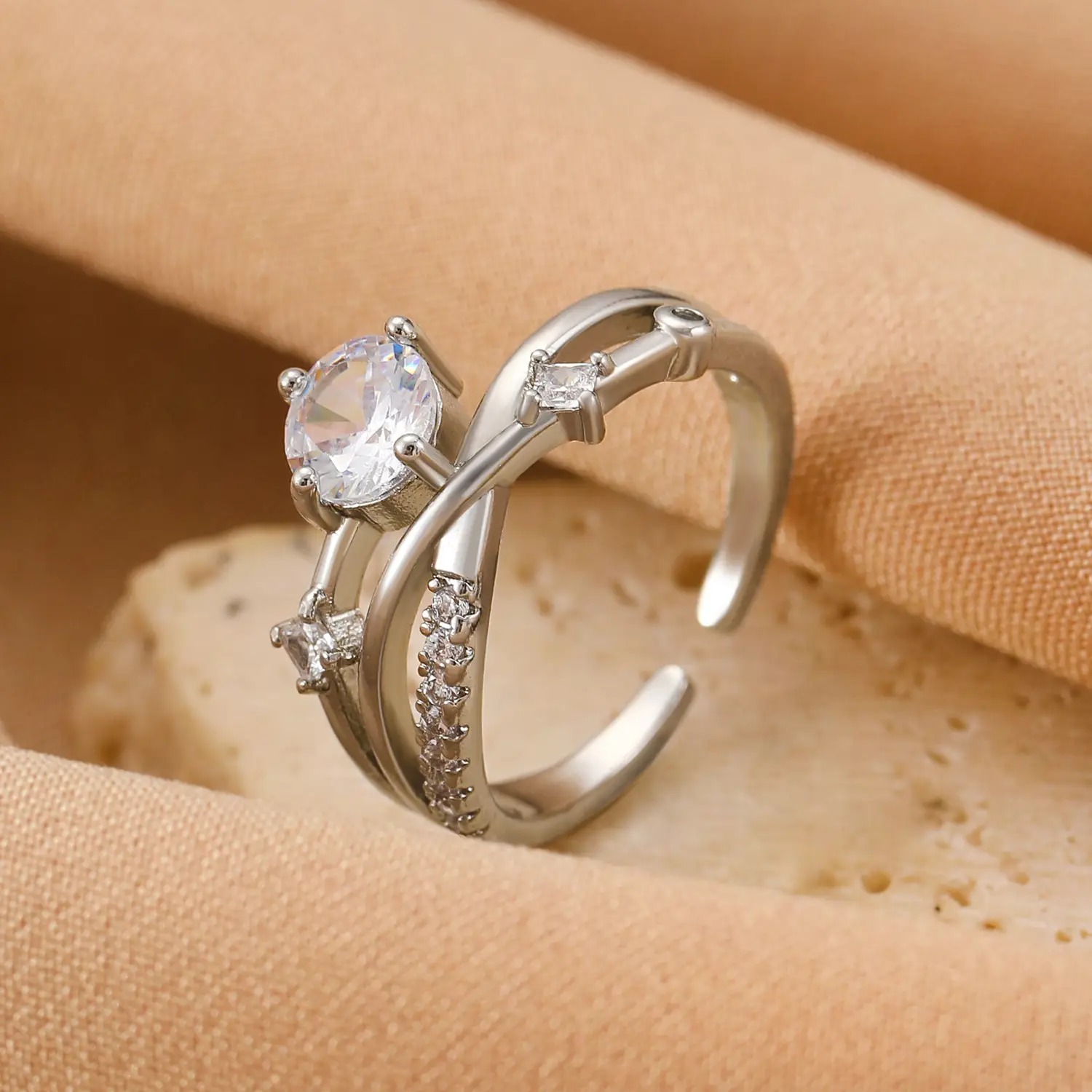 Bow Design Open Finger Ring for Women Silver - Image 70