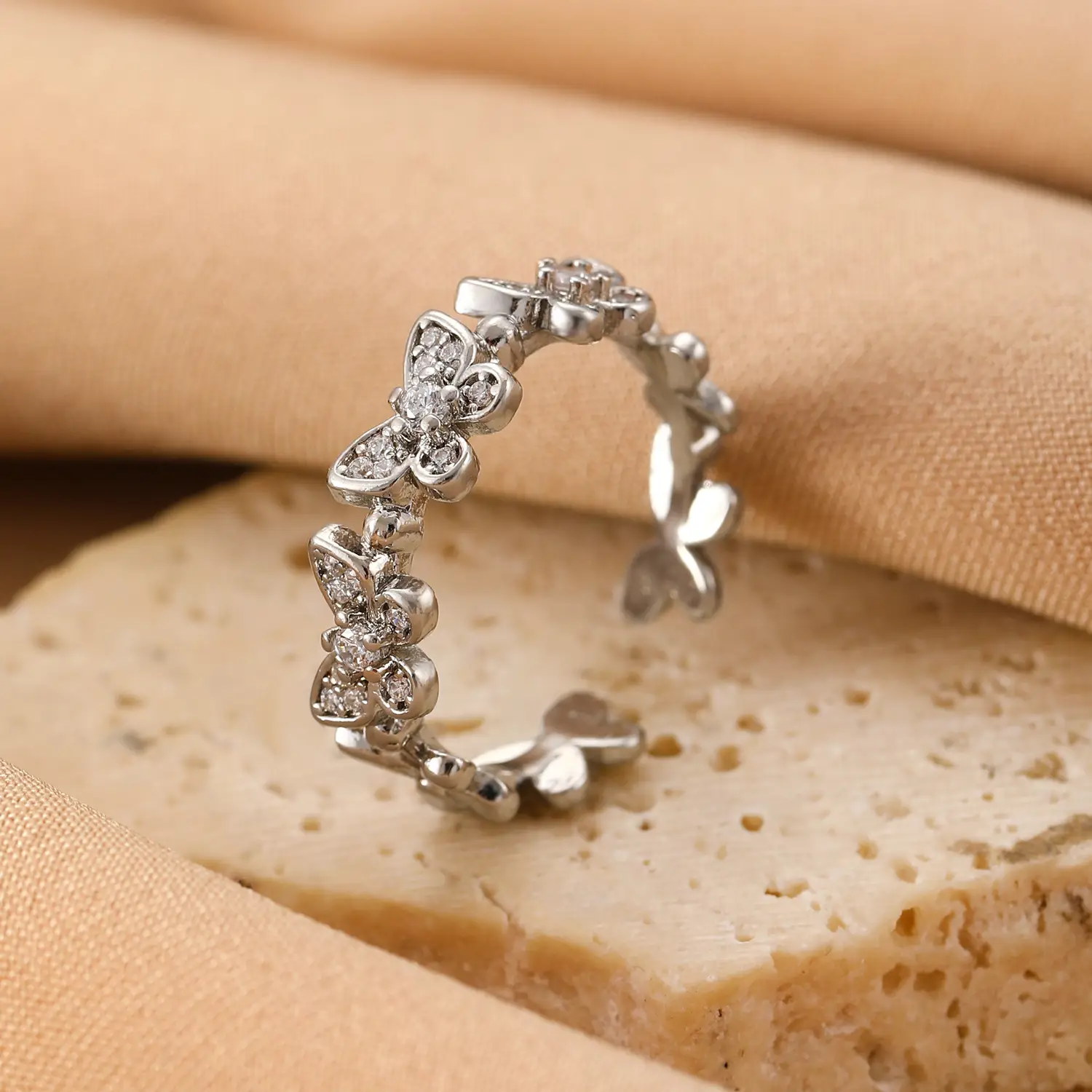 Bow Design Open Finger Ring for Women Silver - Image 78
