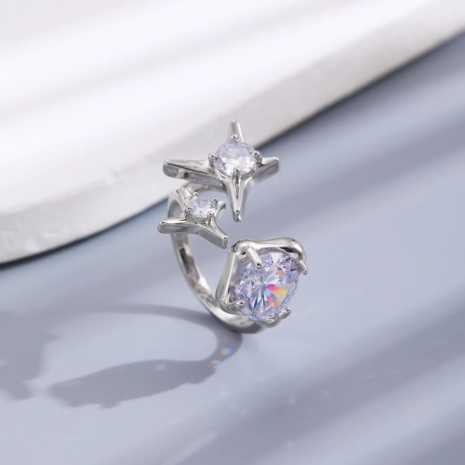 Bow Design Open Finger Ring for Women Silver - Image 89