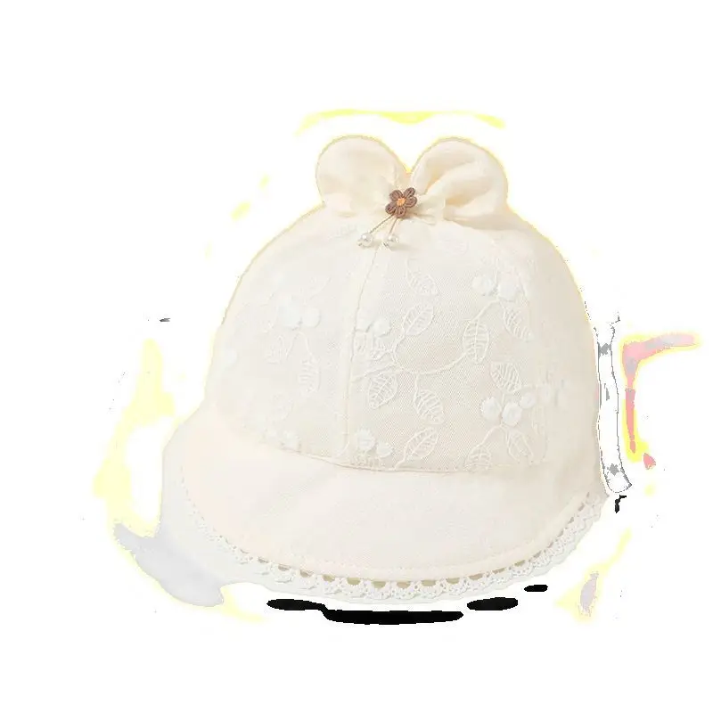 Baby's White Beanie Sunshade Cap for Girls - Image 7