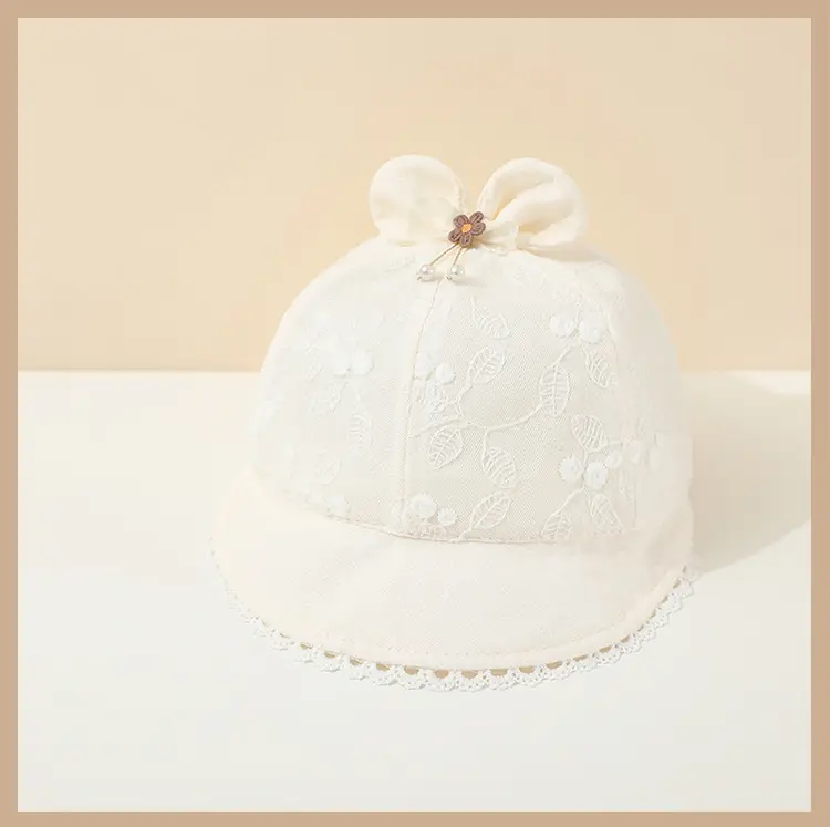 Baby's White Beanie Sunshade Cap for Girls — feature 16