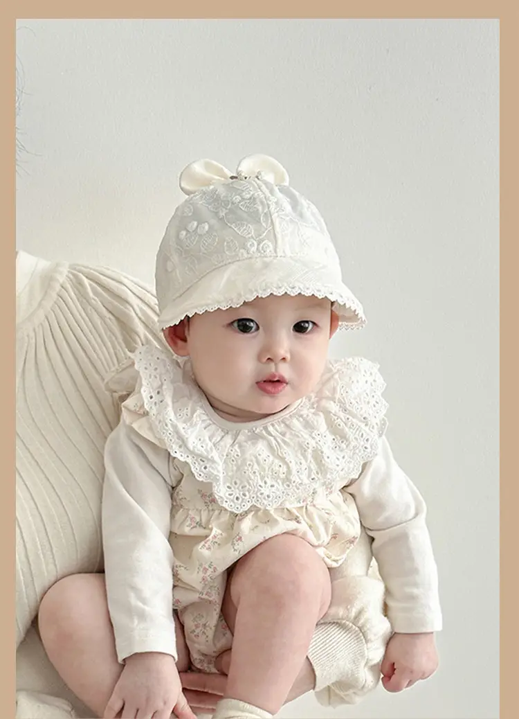 Baby's White Beanie Sunshade Cap for Girls — feature 5