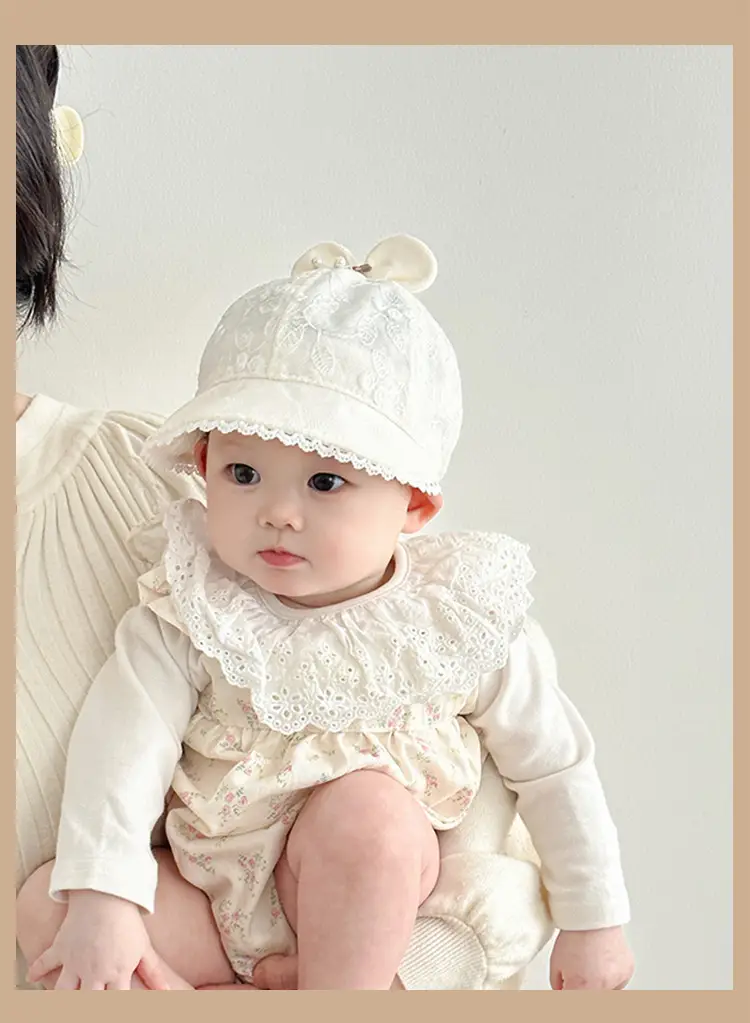 Baby's White Beanie Sunshade Cap for Girls — feature 7