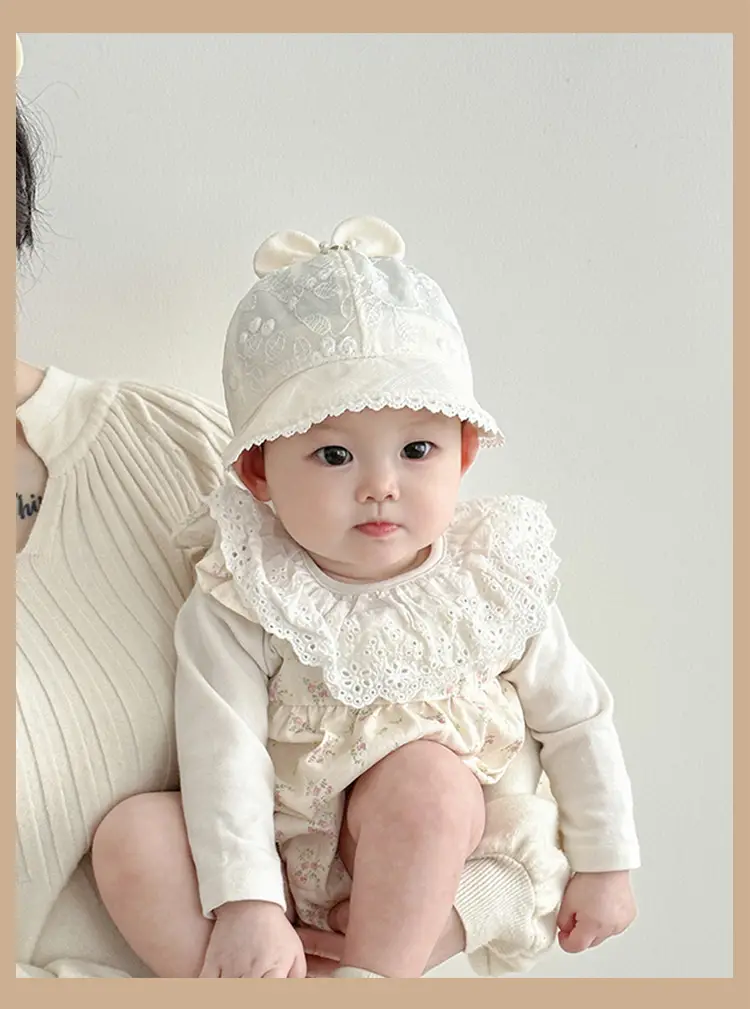Baby's White Beanie Sunshade Cap for Girls — feature 8