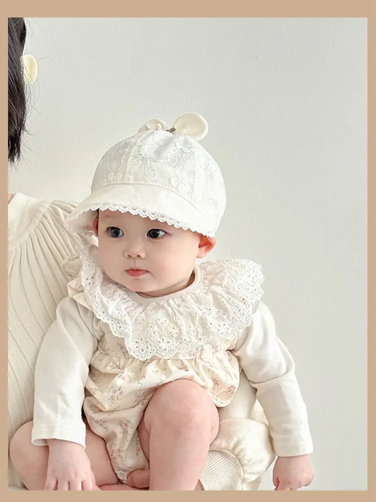 Baby's White Beanie Sunshade Cap for Girls — feature 9