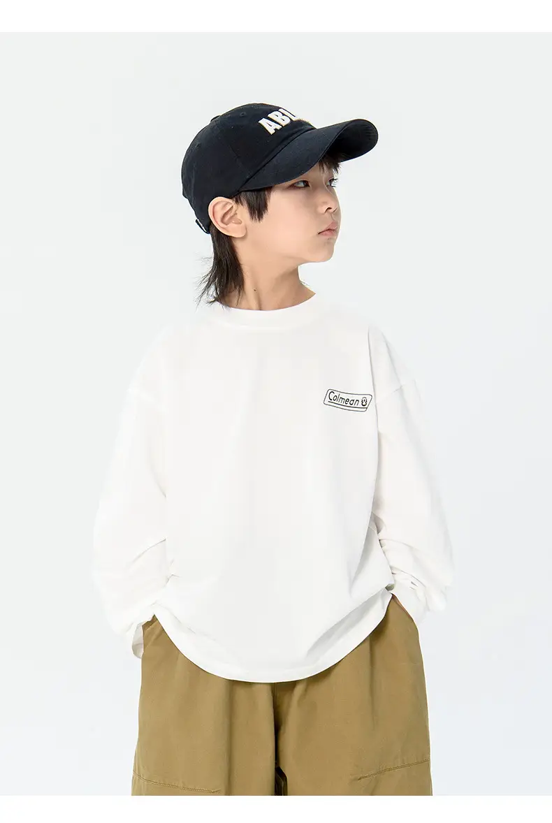 Kids Korean Print Long Sleeve T-Shirt Navy Blue — feature 10