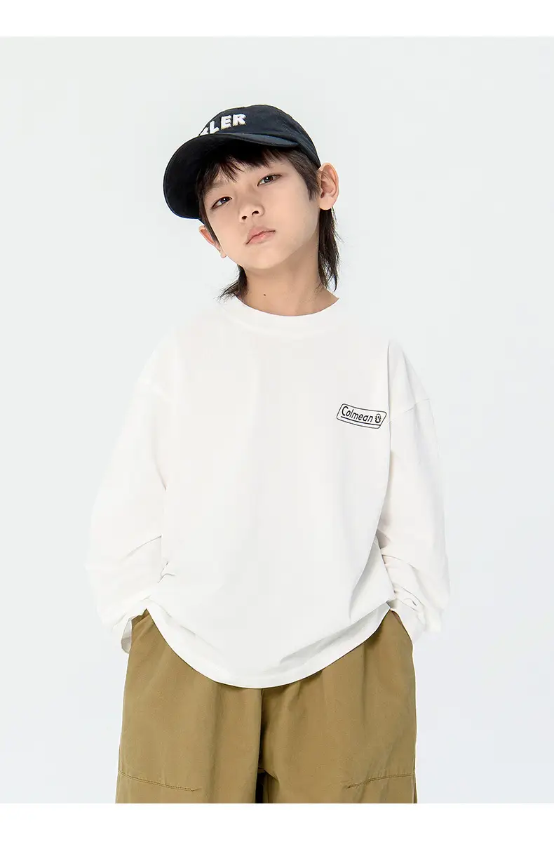 Kids Korean Print Long Sleeve T-Shirt Navy Blue — feature 11