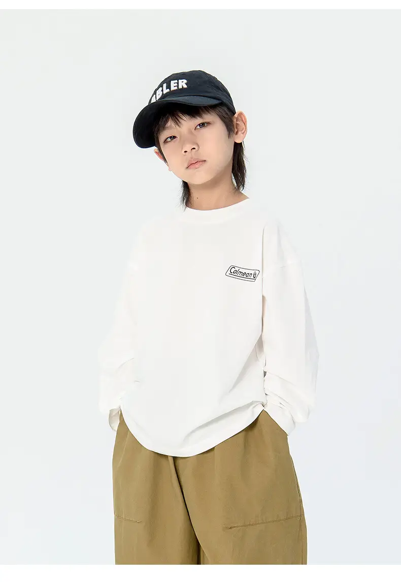 Kids Korean Print Long Sleeve T-Shirt Navy Blue — feature 13