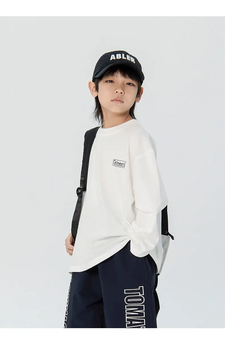 Kids Korean Print Long Sleeve T-Shirt Navy Blue — feature 14