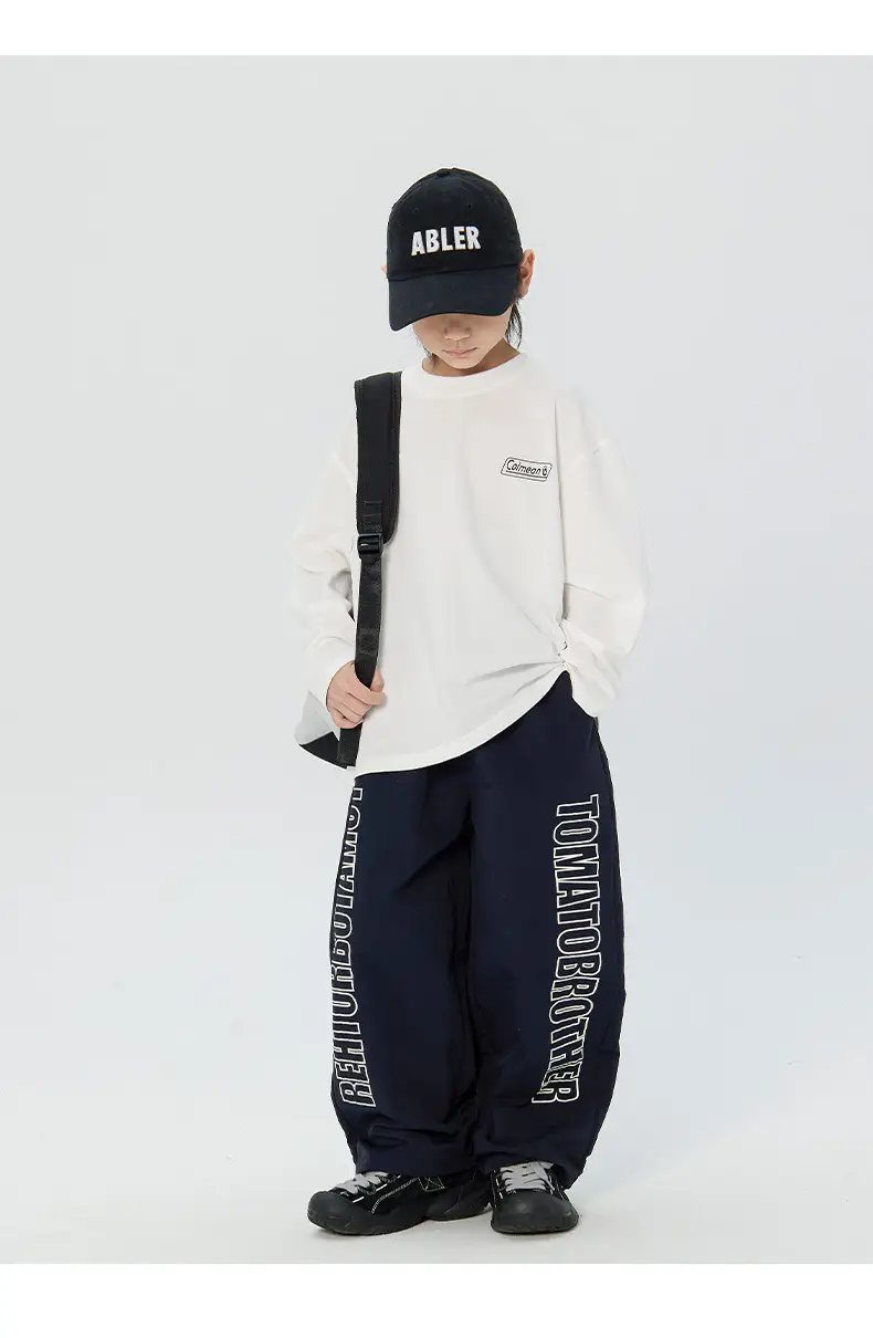 Kids Korean Print Long Sleeve T-Shirt Navy Blue — feature 15