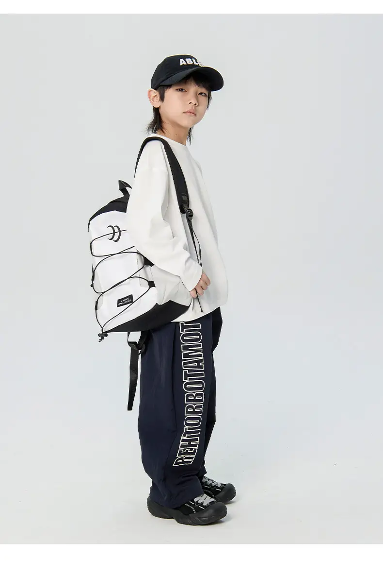 Kids Korean Print Long Sleeve T-Shirt Navy Blue — feature 16