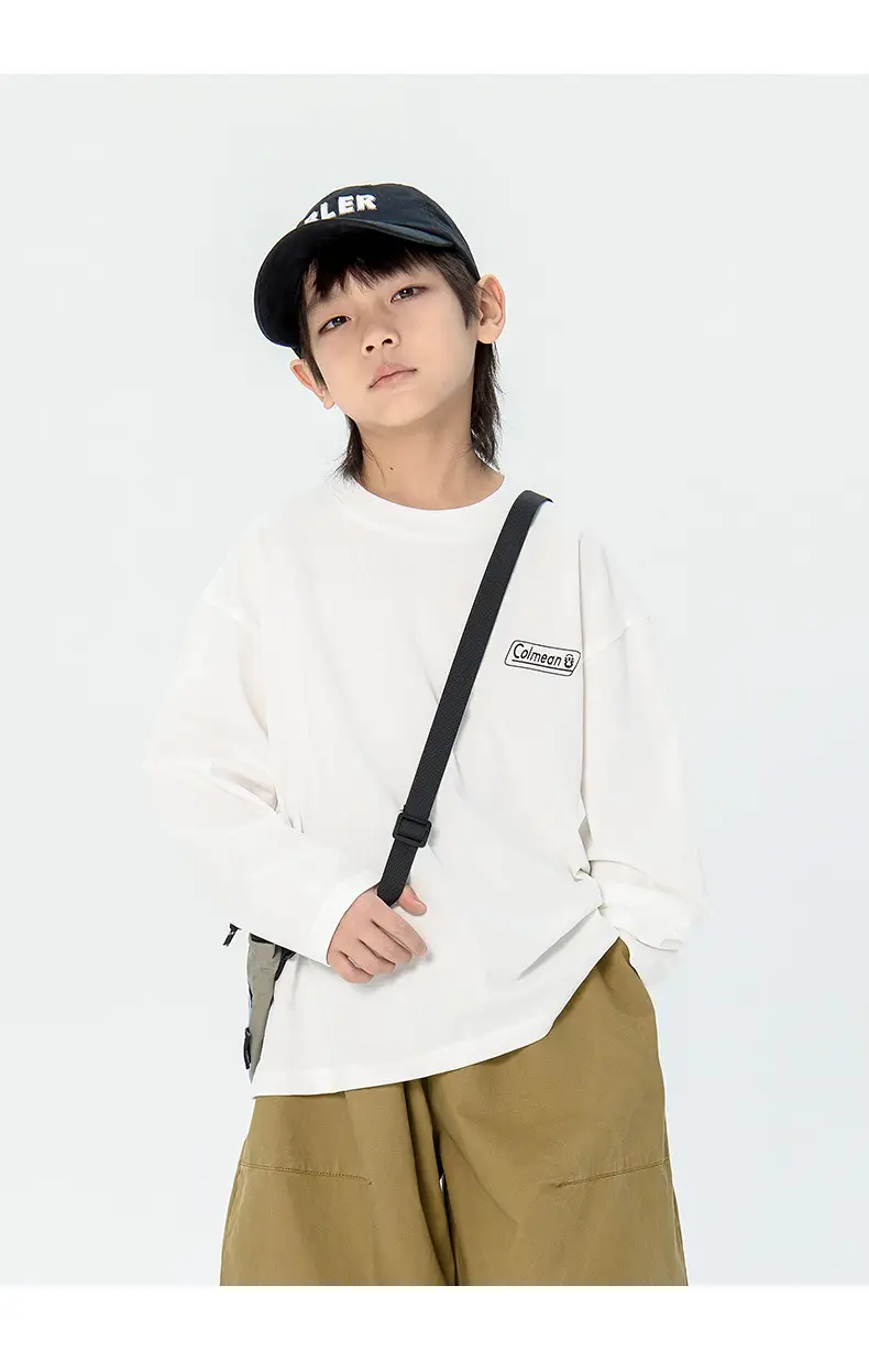 Kids Korean Print Long Sleeve T-Shirt Navy Blue — feature 6