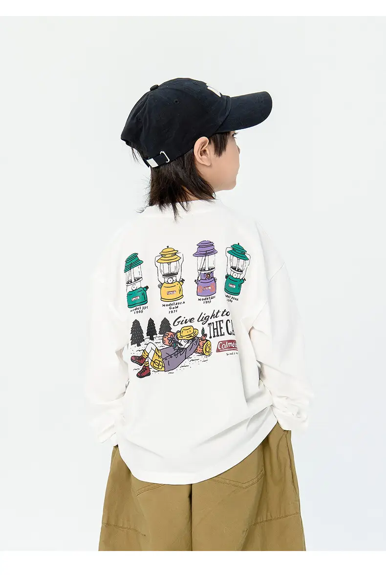 Kids Korean Print Long Sleeve T-Shirt Navy Blue — feature 9