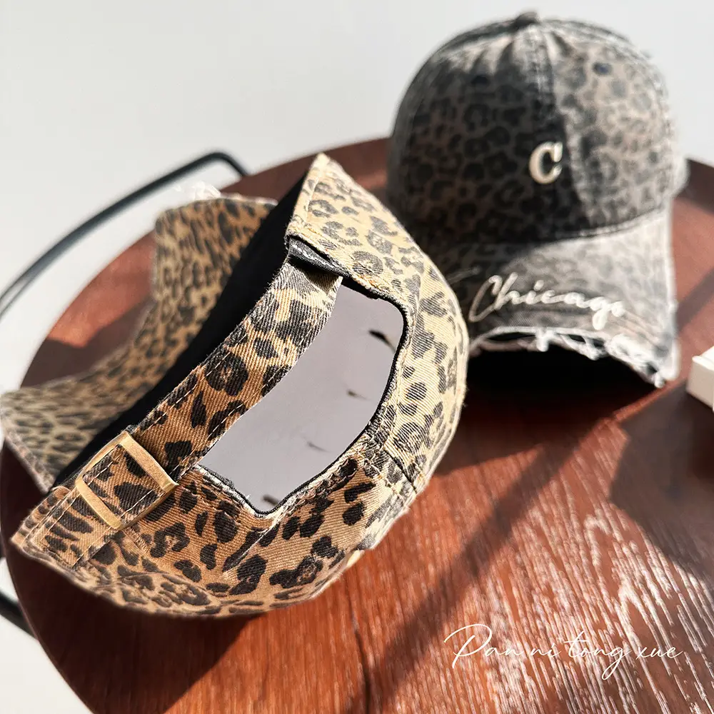 Chicago Distressed Denim Cap for Men Women - Image 13