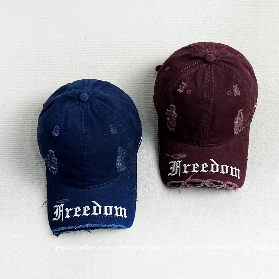 Women's Korean Style Brim Cap Navy Maroon Free Doom