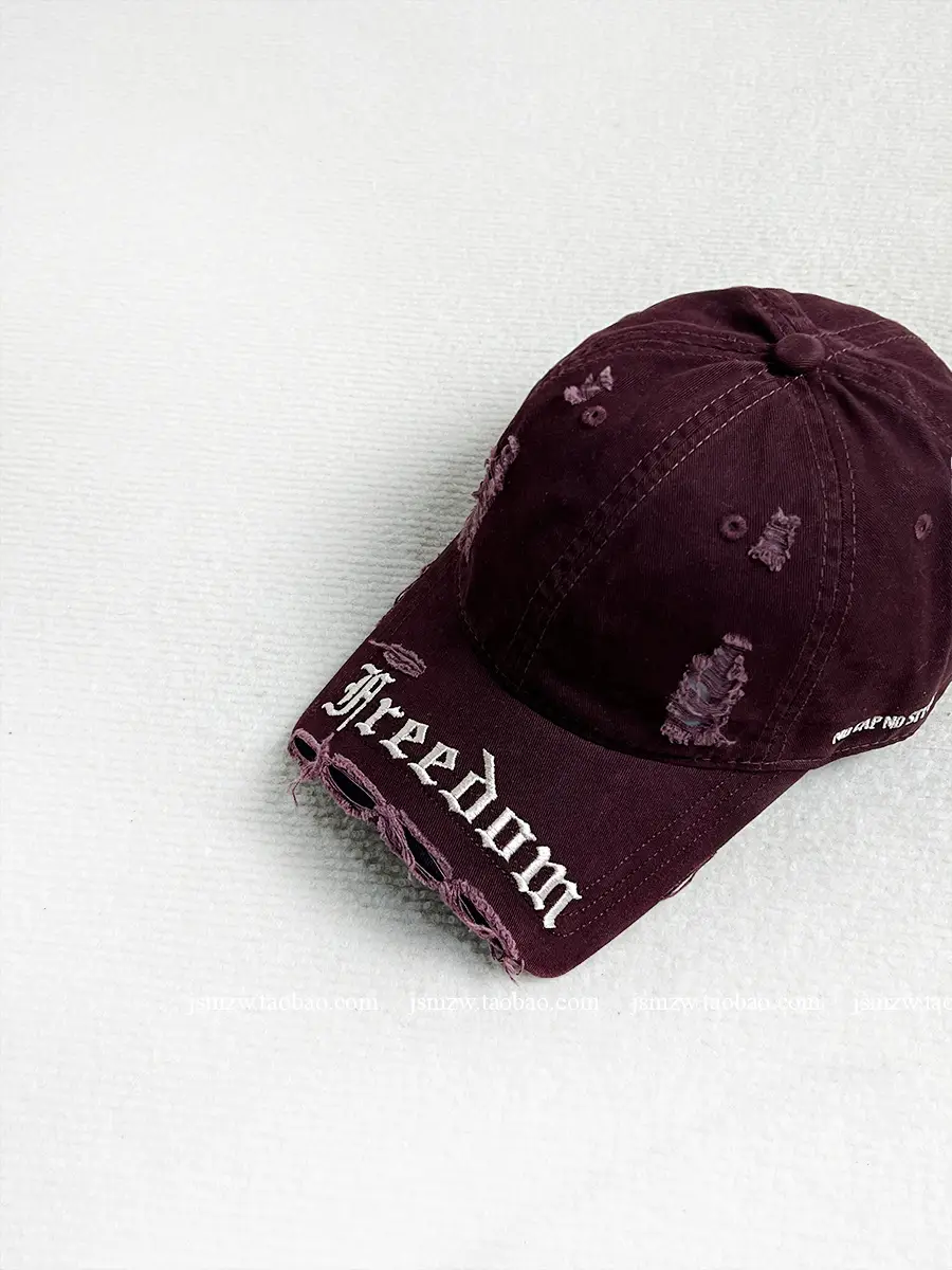 Women's Korean Style Brim Cap Navy Maroon Free Doom