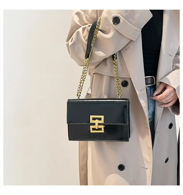 Red Chain Shoulder Bag with Lock Buckle Design — feature 18