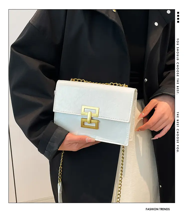 Red Chain Shoulder Bag with Lock Buckle Design — feature 2