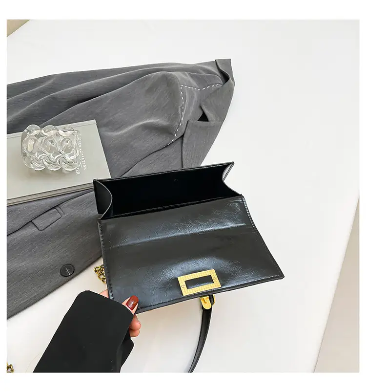 Red Chain Shoulder Bag with Lock Buckle Design — feature 26