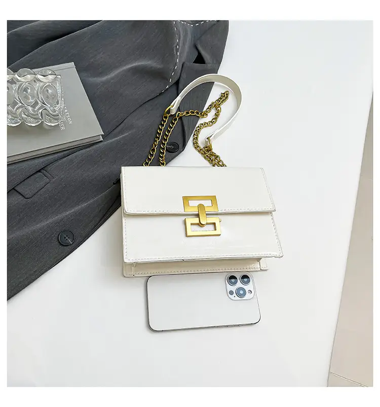 Red Chain Shoulder Bag with Lock Buckle Design — feature 27