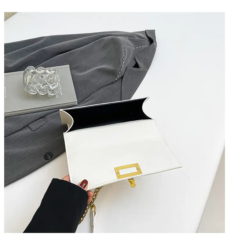 Red Chain Shoulder Bag with Lock Buckle Design — feature 29