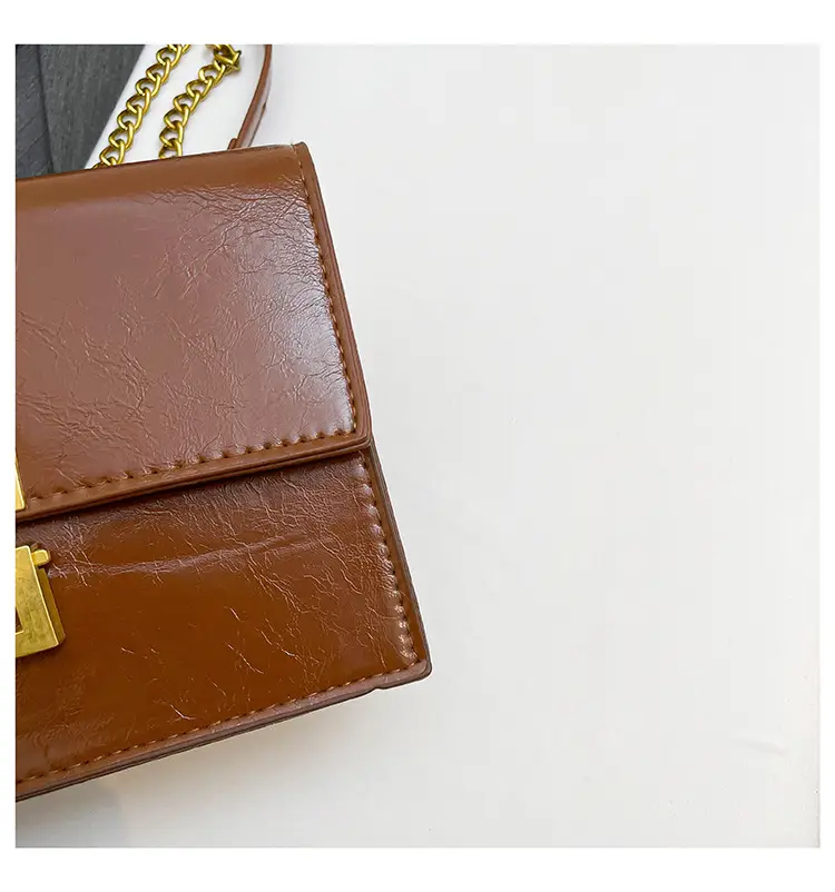 Red Chain Shoulder Bag with Lock Buckle Design — feature 35
