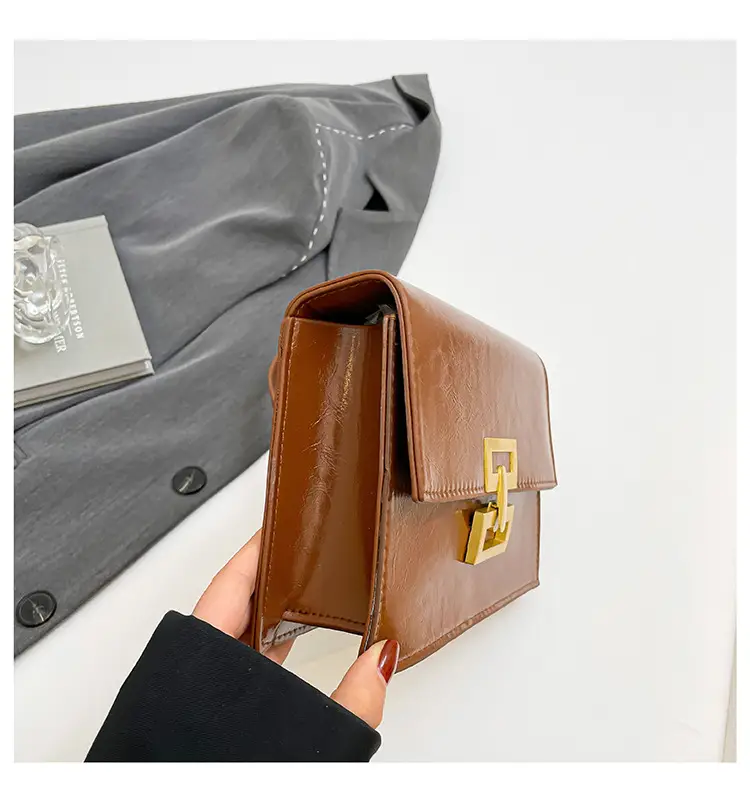 Red Chain Shoulder Bag with Lock Buckle Design — feature 37