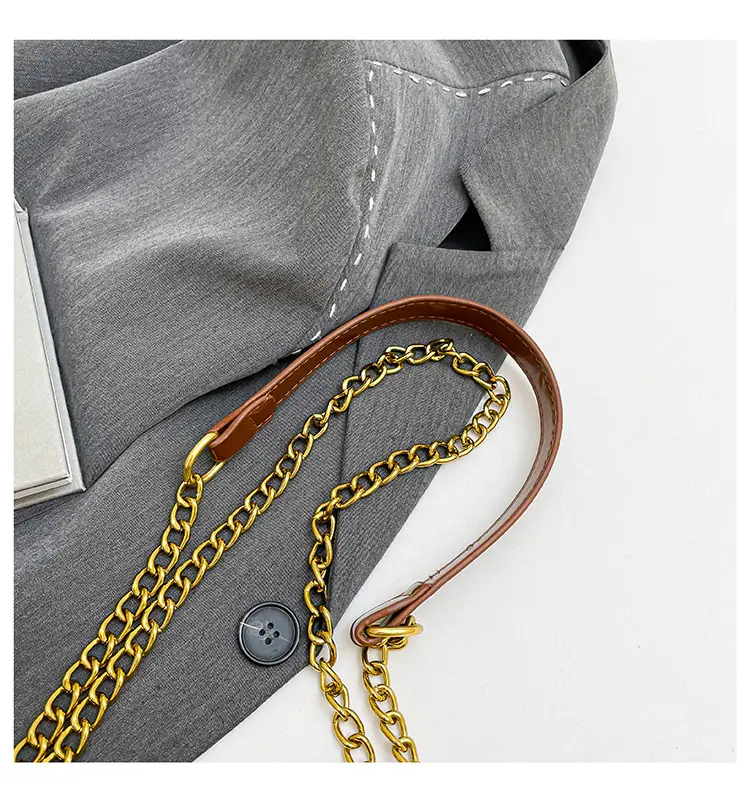Red Chain Shoulder Bag with Lock Buckle Design — feature 38