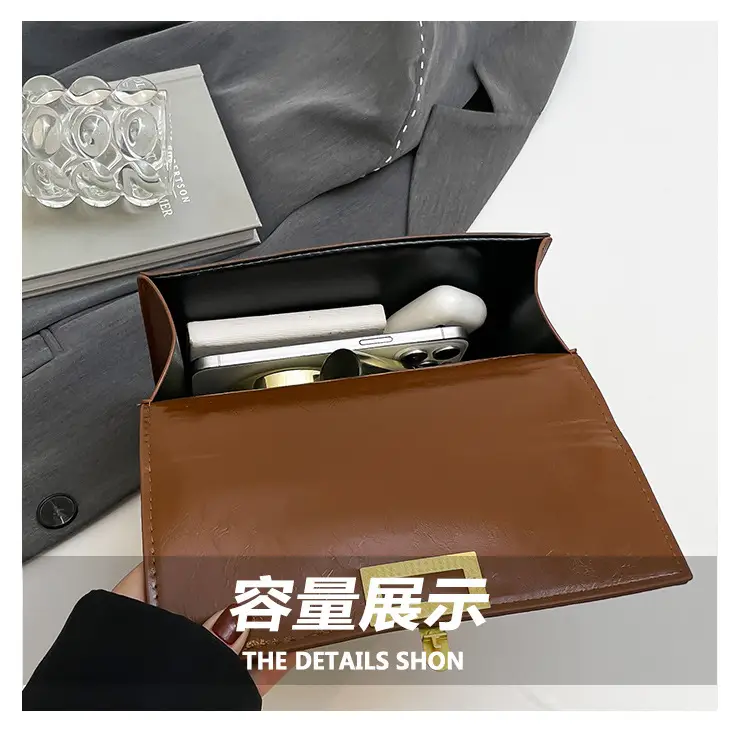 Red Chain Shoulder Bag with Lock Buckle Design — feature 8