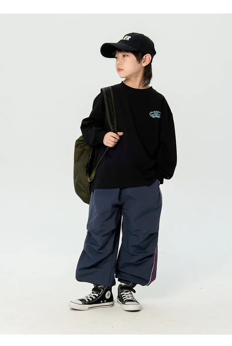 Kids Korean Print Long Sleeve T-Shirt Black Medium — feature 10