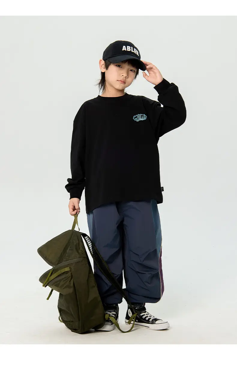 Kids Korean Print Long Sleeve T-Shirt Black Medium — feature 11