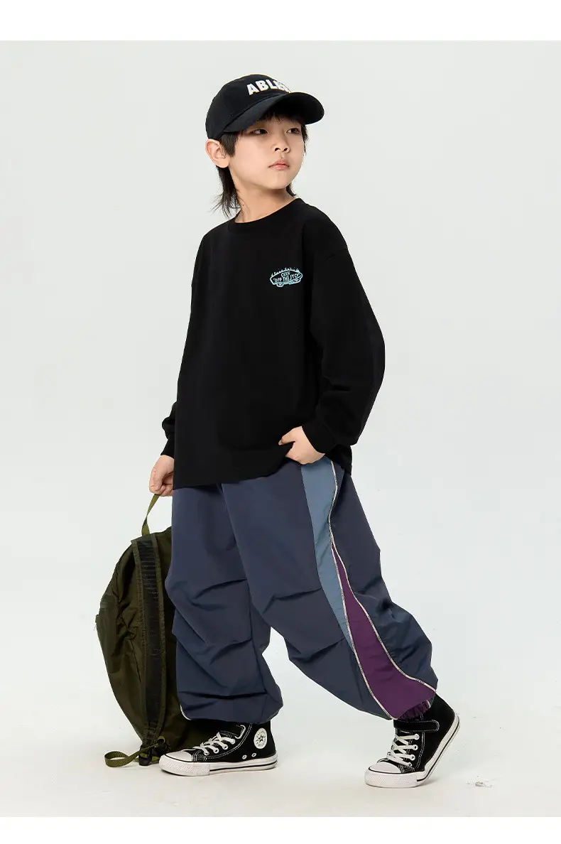 Kids Korean Print Long Sleeve T-Shirt Black Medium — feature 14