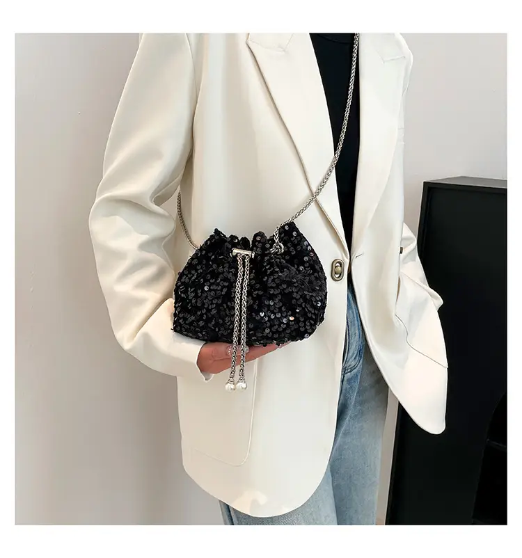 2025 Korean Fashion Portable Sequined Bucket Bag — feature 12