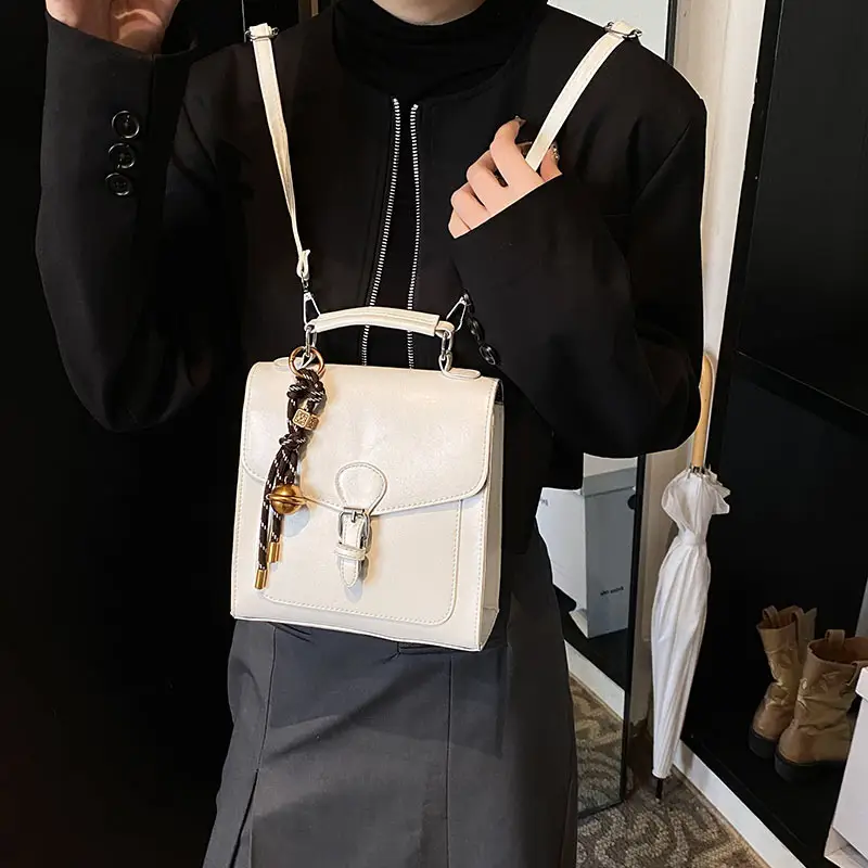 Black Oil Wax Leather Women's Shoulder Crossbody Bag - Image 12