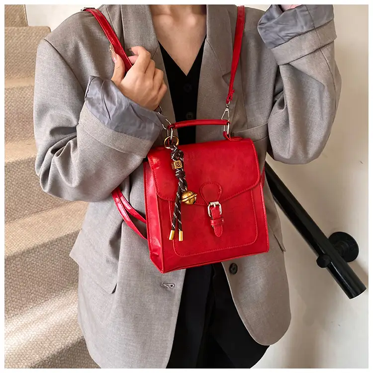 Black Oil Wax Leather Women's Shoulder Crossbody Bag — feature 12