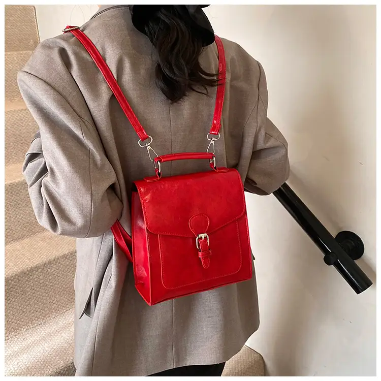 Black Oil Wax Leather Women's Shoulder Crossbody Bag — feature 13