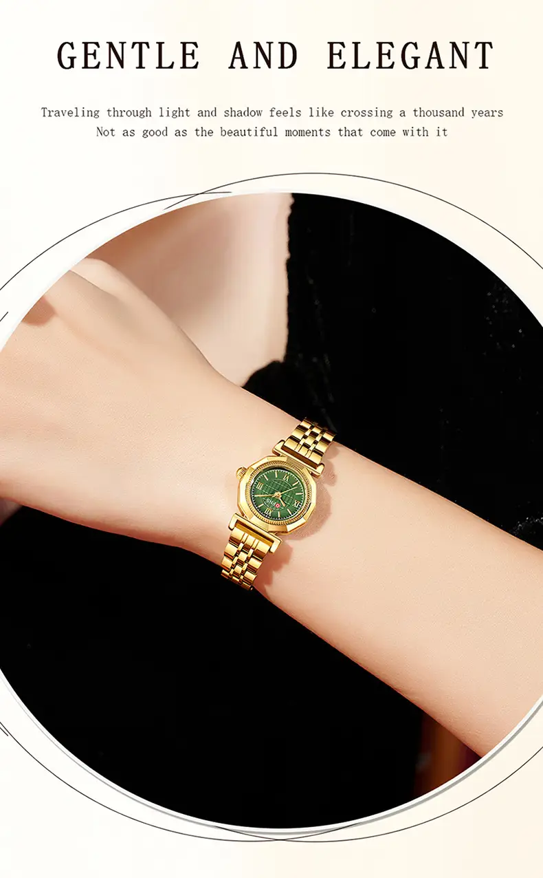 Oufani Gold Green Dial Women's Quartz Watch — feature 35