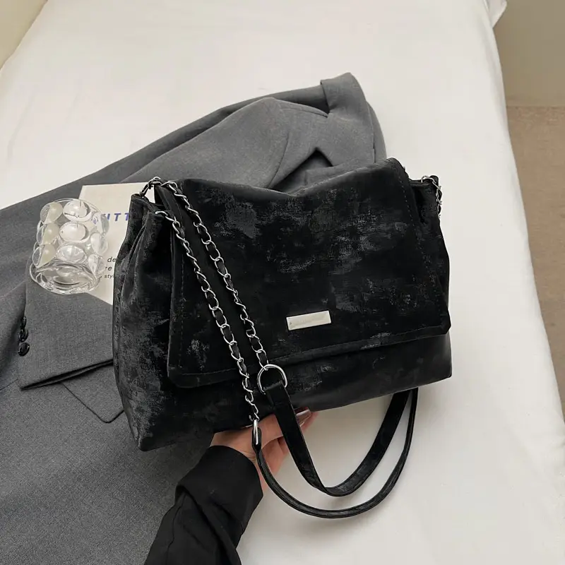 Black Velvet Chain Shoulder Bag for Women 2025 - Image 6