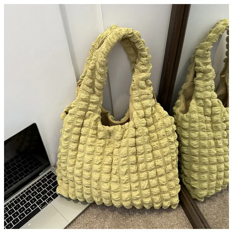 Pleated Bubble Bag Yellow Large Capacity — feature 10